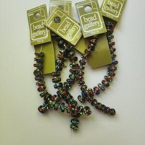 Bead Gallery Metal Rondel Muticolor Bead Strands